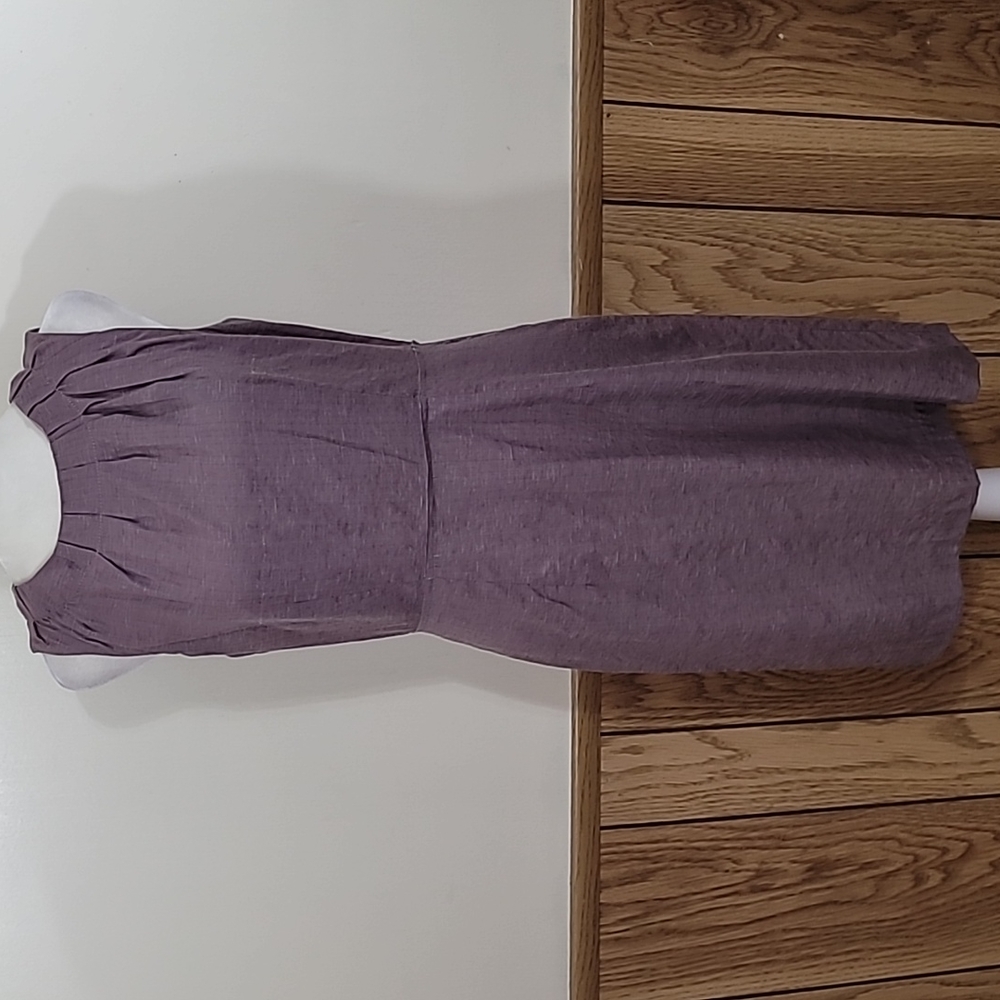 LOFT Sheath Dress Purple Sleeveless Pintuck Neckline Pleated Career Office Wear